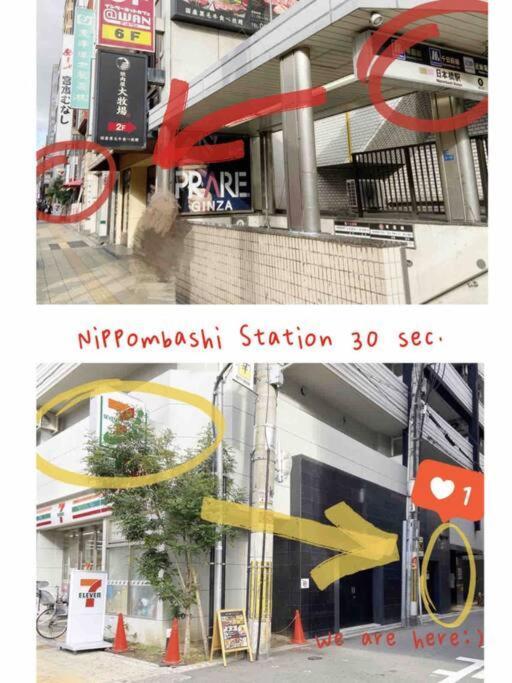 Open Sale高級民宿 絕佳地理位置大空間日本橋30秒 道頓堀 黒門市場 難波3房 可10人 Osaka Exteriör bild